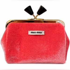 NEW Miu Miu Fuchsia Velvet Wallet Coin Card Case